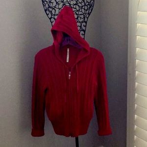 Red Cabled Hooded Sweater Jacket